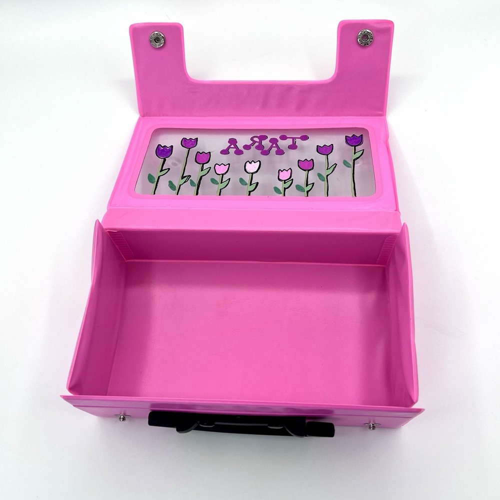 Vintage 80s 90s Vinyl Retro Hot Pink Carry Case Cassette Birthday TARA Vtg - Picture 4 of 7